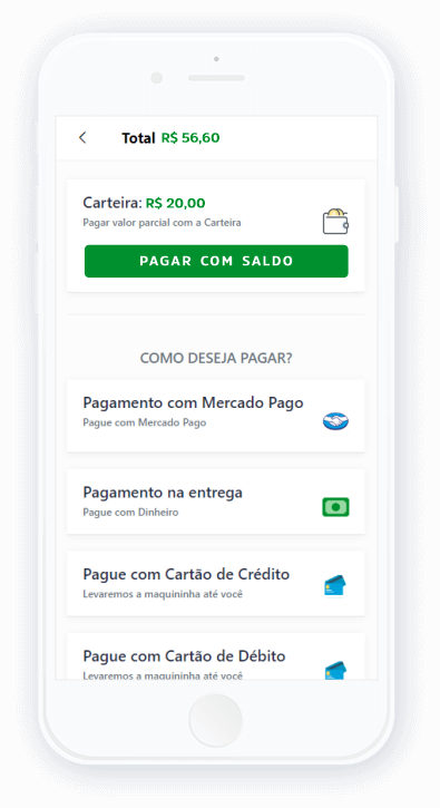 Tela do aplicativo Miix Delivery: Hora de pagar