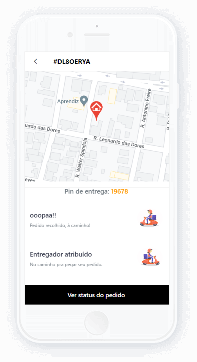 Tela do aplicativo Miix Delivery: Acompanhe a entrega