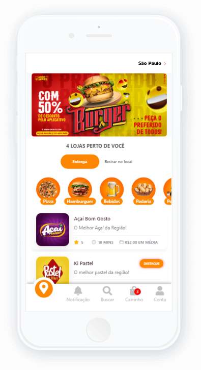 Tela do aplicativo Miix Delivery: Encontre sua loja
